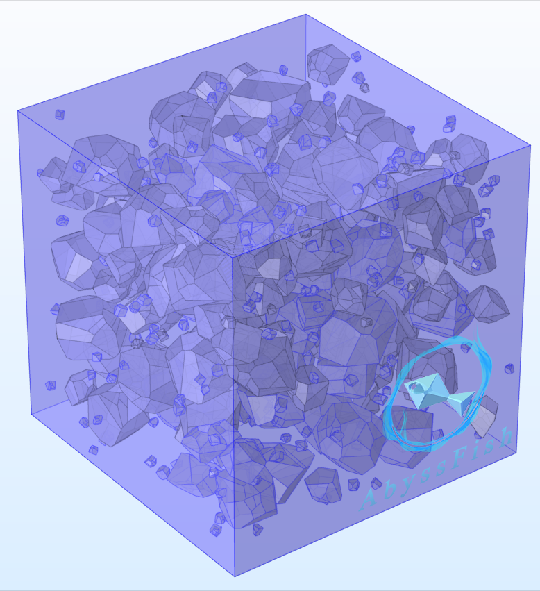COMSOL随机多面体骨料 三维凸多面体骨料 无规则孔隙 三维混凝土细观 三维骨料模型的图3